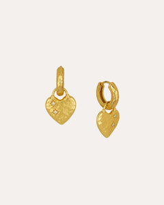 Crystal Heart Huggie Earrings | Sustainable Jewellery by Ottoman Hands