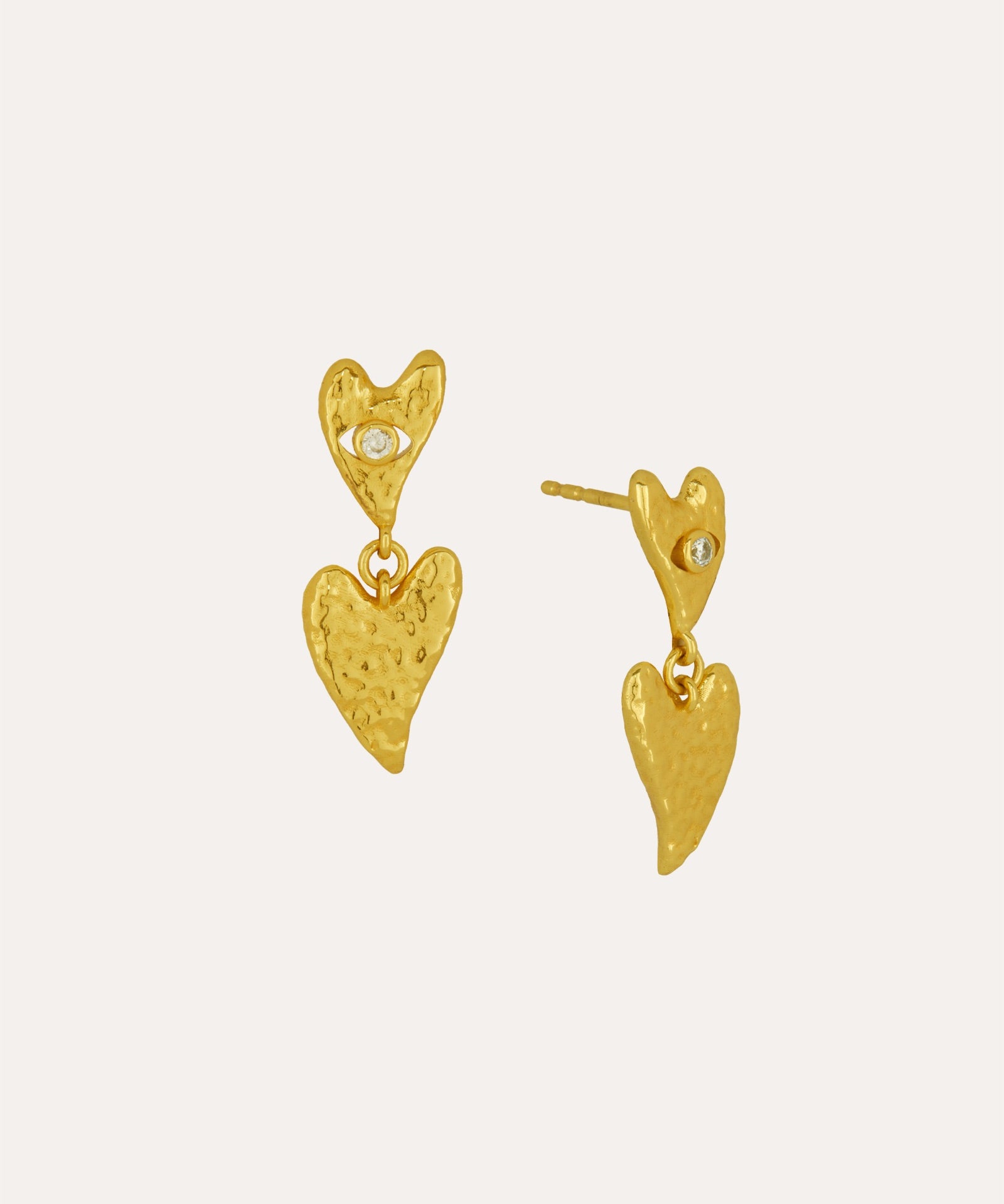 Evil Eye Heart Drop Stud Earrings | Sustainable Jewellery by Ottoman Hands