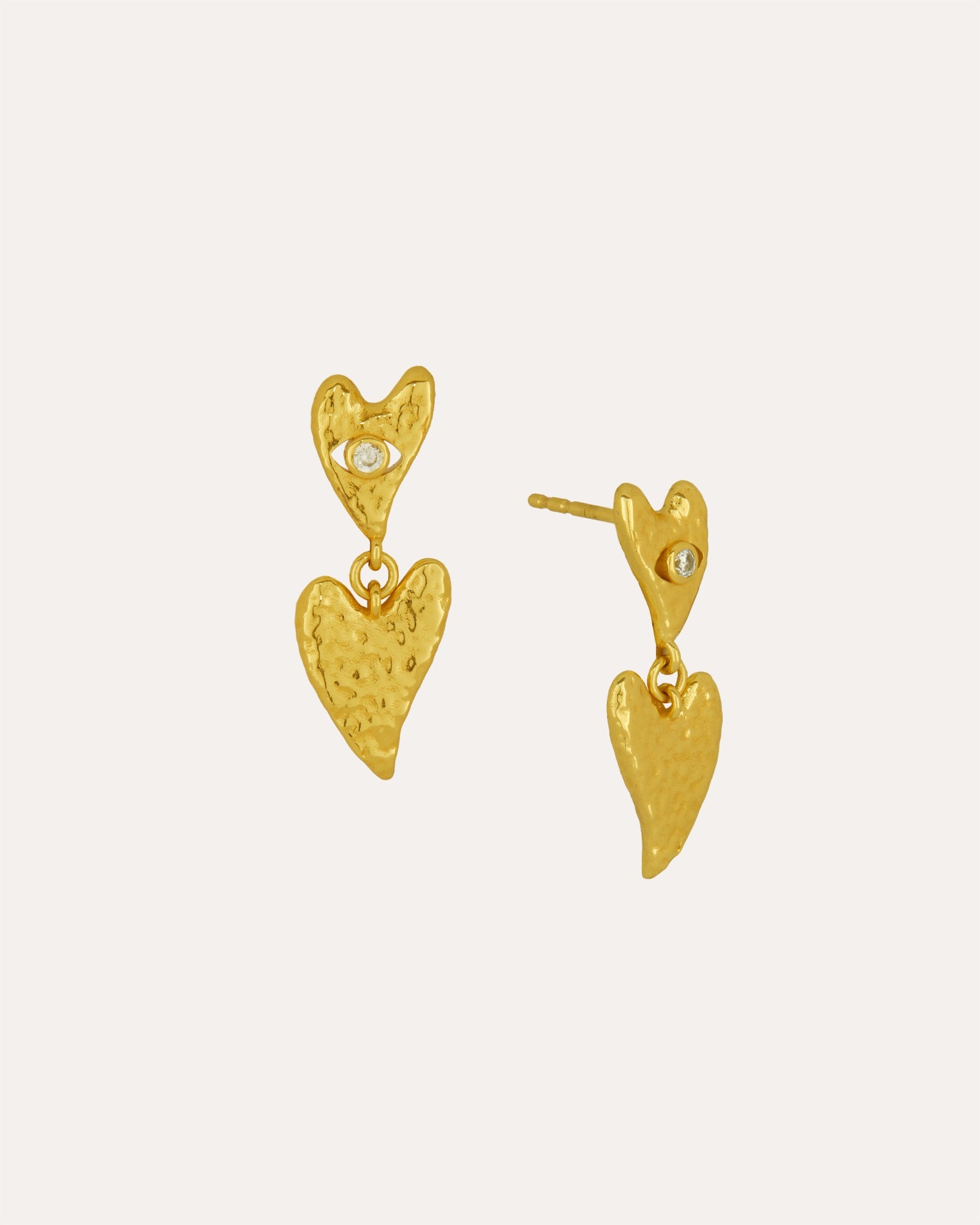 Evil Eye Heart Drop Stud Earrings | Sustainable Jewellery by Ottoman Hands