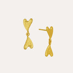 Curved Double Heart Drop Stud Earrings | Sustainable Jewellery by Ottoman Hands