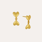 Double Heart Drop Stud Earrings | Sustainable Jewellery by Ottoman Hands