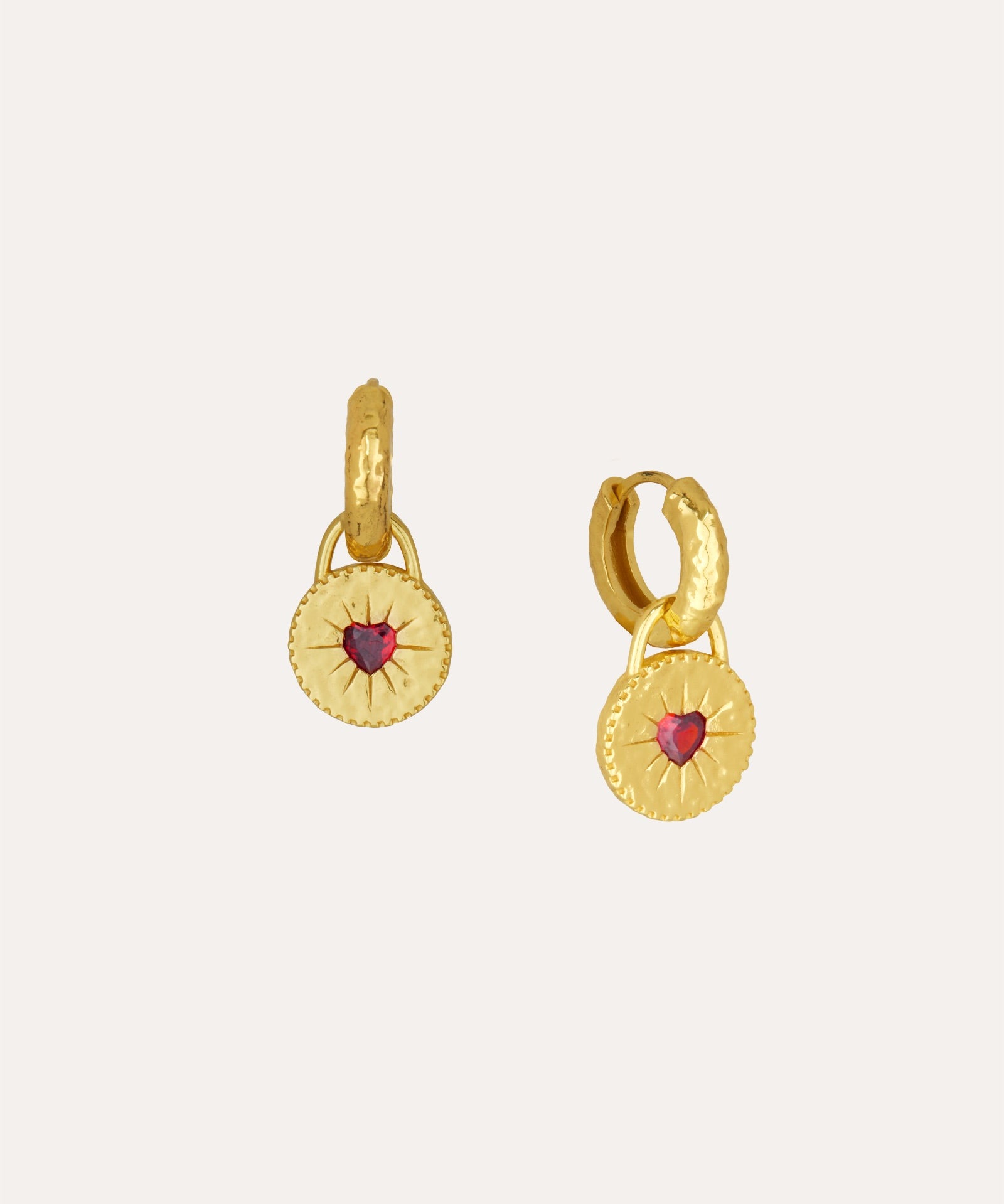 Garnet Heart Huggie Earrings | Sustainable Jewellery by Ottoman Hands