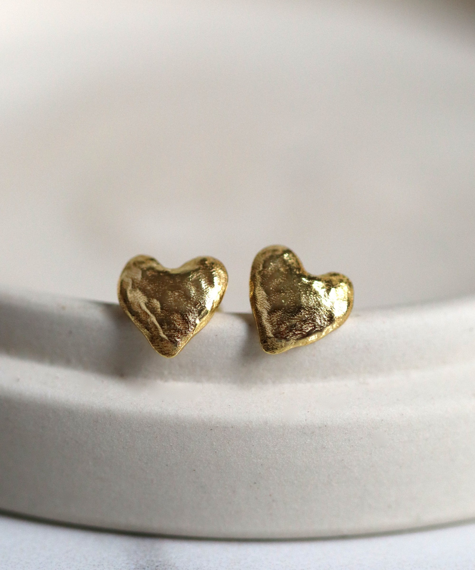 Hammered Heart Stud Earrings | Sustainable Jewellery by Ottoman Hands
