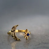 Lapis Moon and Star Stacking Ring