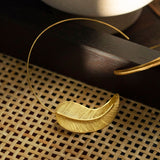 Gold Feather Pull Through Hoop Earrings | Sustainable Jewellery by Ottoman Hands
