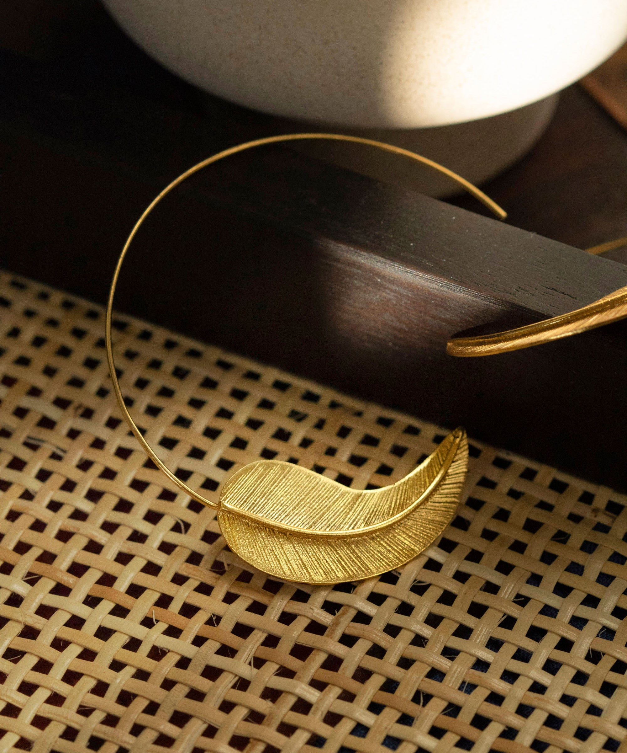 Gold Feather Pull Through Hoop Earrings | Sustainable Jewellery by Ottoman Hands
