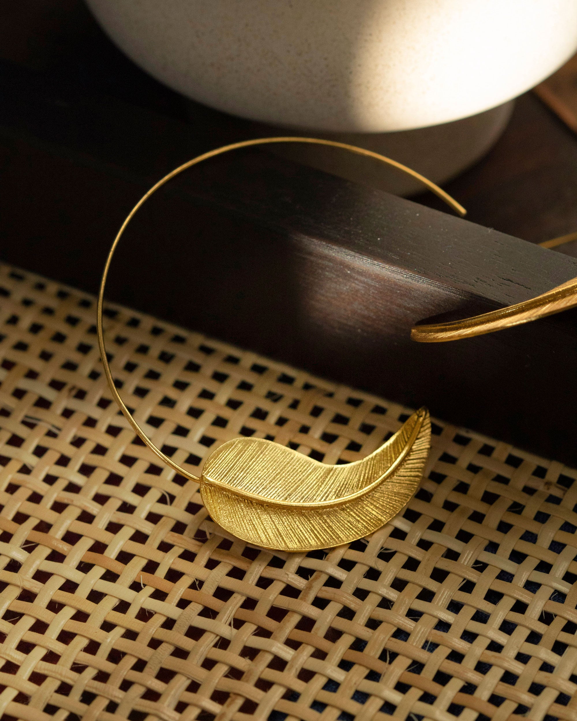 Gold Feather Pull Through Hoop Earrings | Sustainable Jewellery by Ottoman Hands