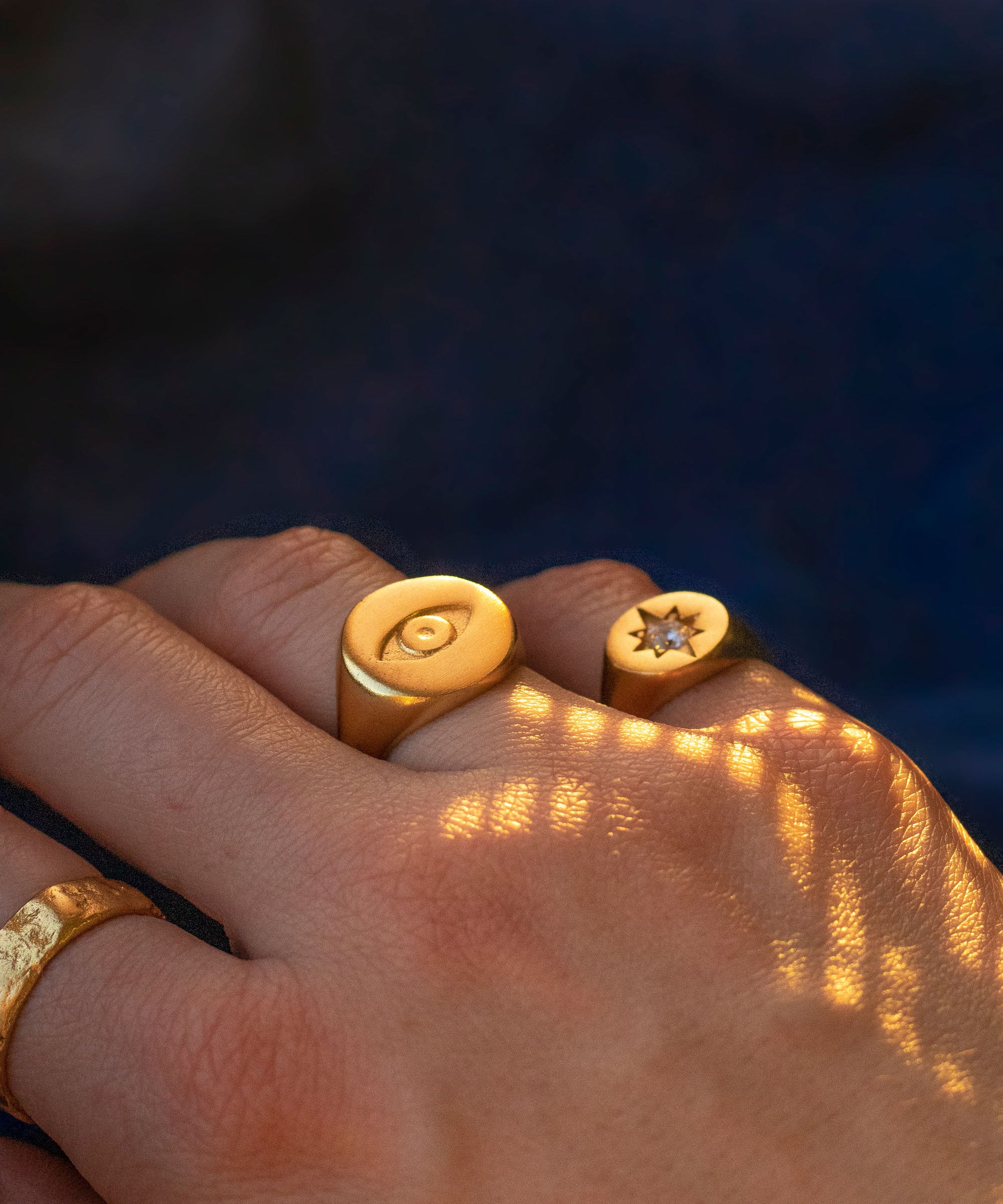 Evil Eye Gold Signet Ring | Sustainable Jewellery by Ottoman Hands
