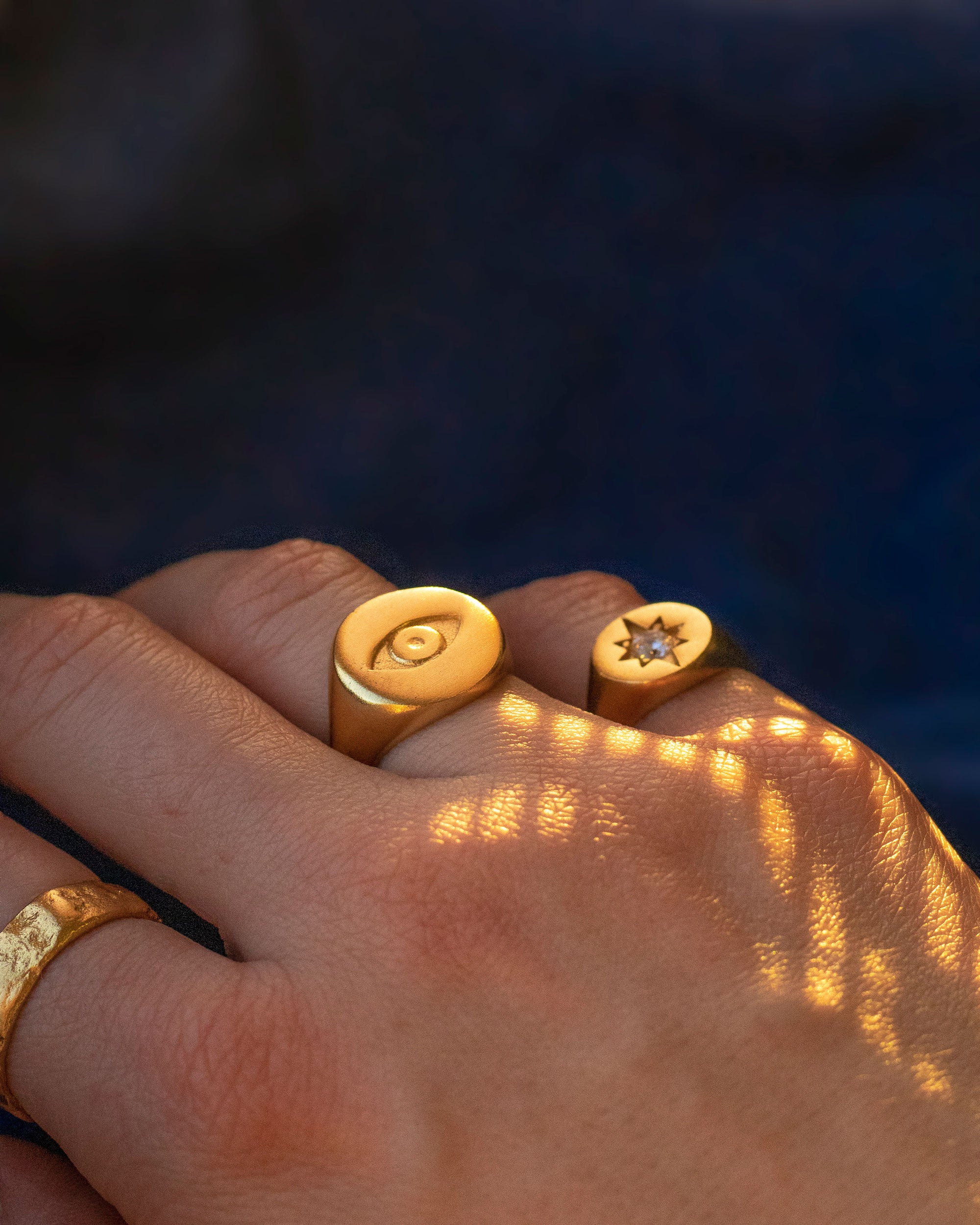 Evil Eye Gold Signet Ring | Sustainable Jewellery by Ottoman Hands