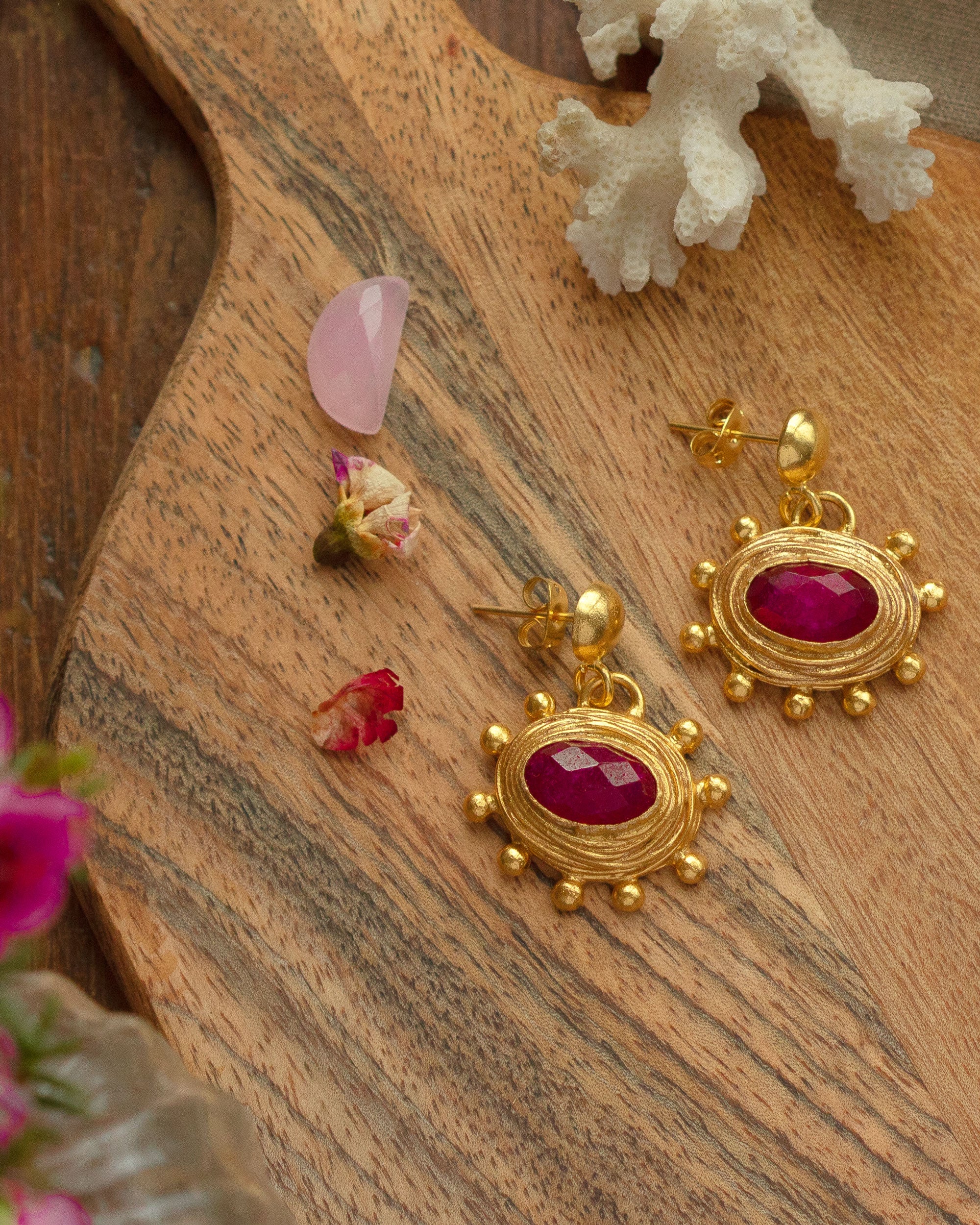 Zand Ruby Drop Earrings | Sustainable Jewellery by Ottoman Hands
