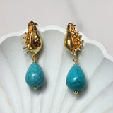 Kai Seashell Turquoise Drop Stud Earrings
