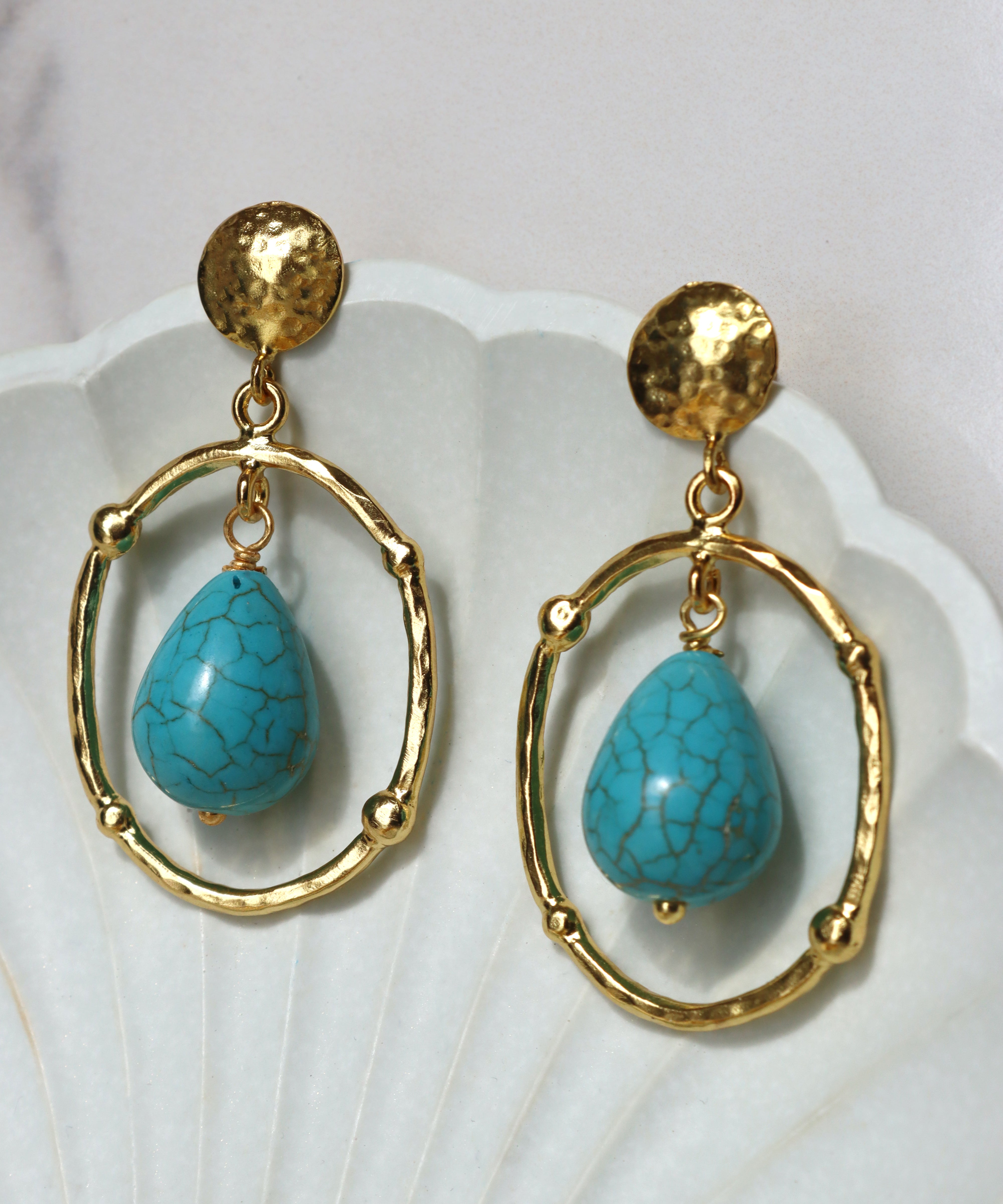 Sloane Turquoise Drop Stud Earrings | Sustainable Jewellery by Ottoman Hands