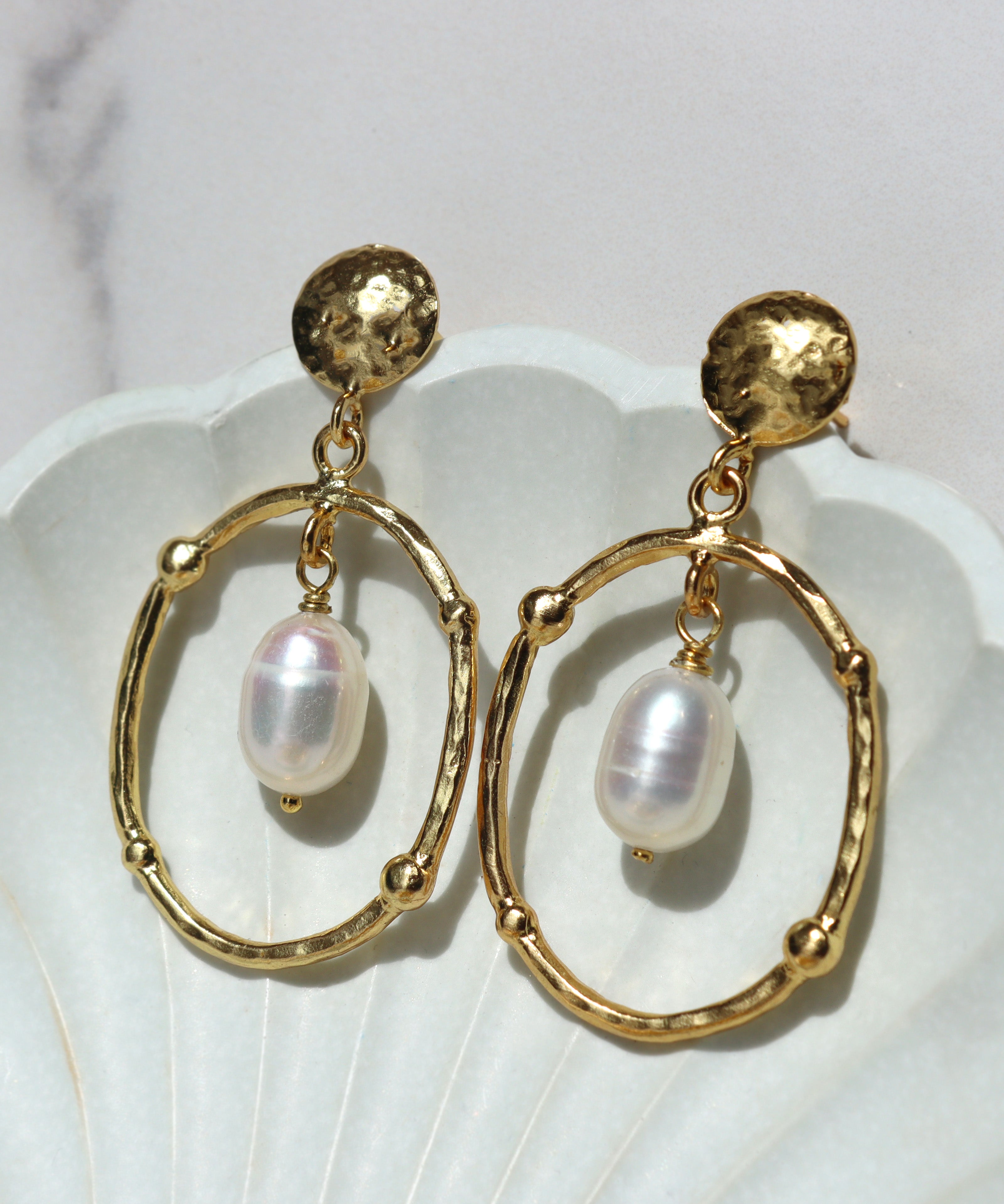 Sloane Pearl Drop Stud Earrings | Sustainable Jewellery by Ottoman Hands