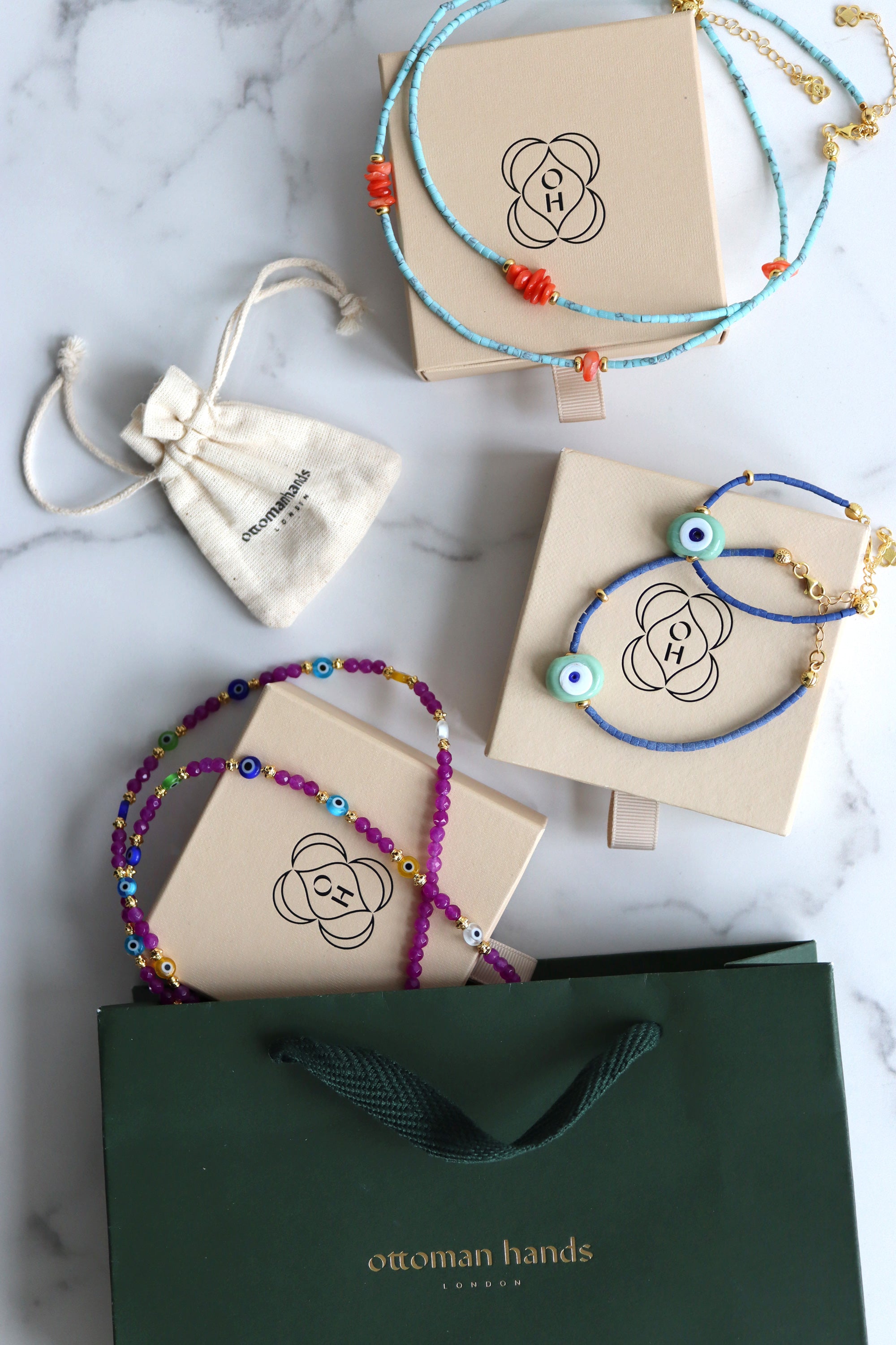 Solana Evil Eye Beaded Bracelet - Mother & Child Set | Sustainable Jewellery by Ottoman Hands