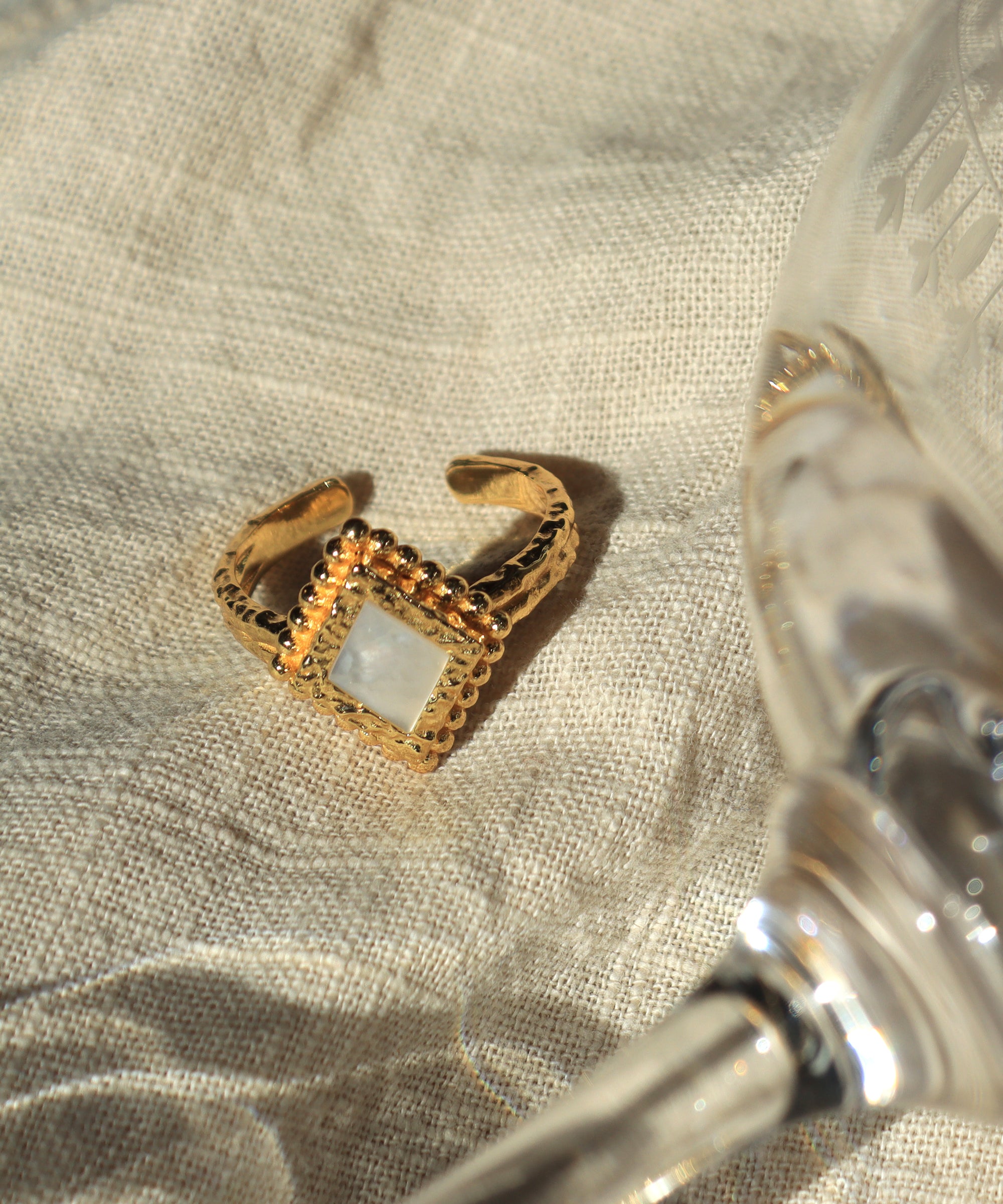 Stephanie Yeboah Adwoa Mother of Pearl Ring | Sustainable Jewellery by Ottoman Hands