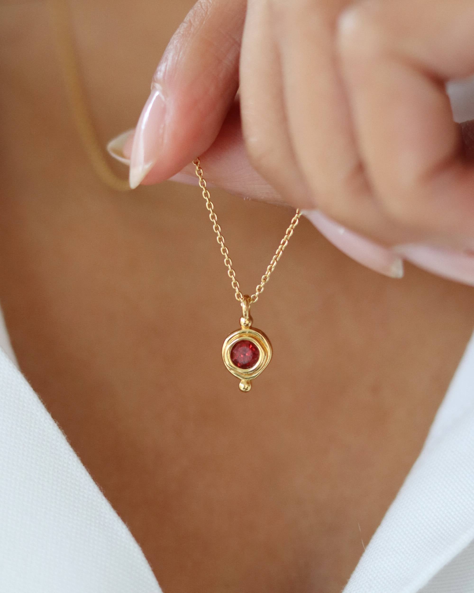 Birthstone pendant necklaces for women by ottomanhands - 18ct gold plated 3 Birthstone pendant necklaces for women, January Birthstone Pendant Necklace