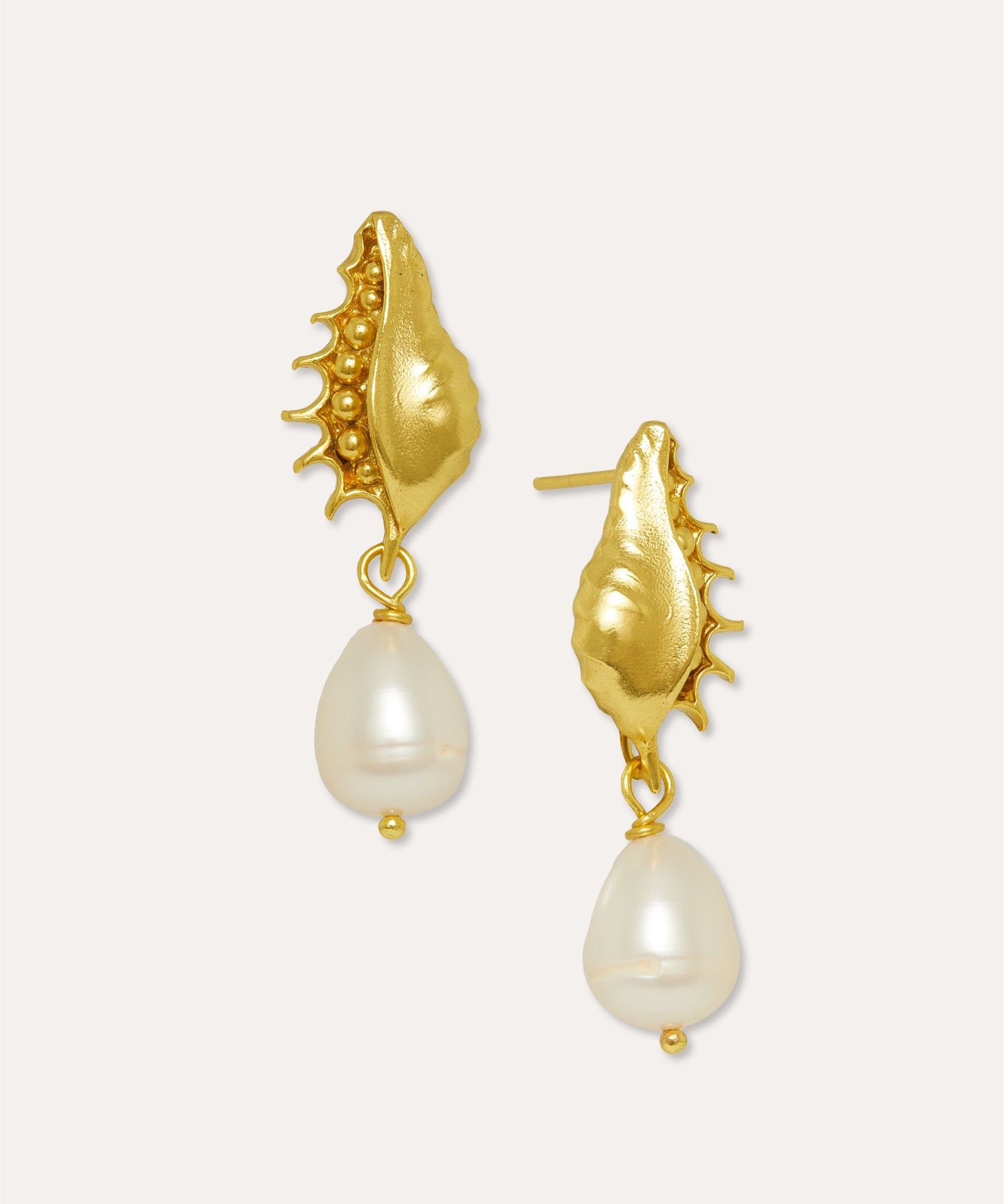 Kai Seashell Pearl Drop Stud Earrings | Sustainable Jewellery by Ottoman Hands