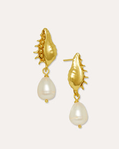 Kai Seashell Pearl Drop Stud Earrings | Sustainable Jewellery by Ottoman Hands