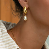 Kai Seashell Pearl Drop Stud Earrings | Sustainable Jewellery by Ottoman Hands