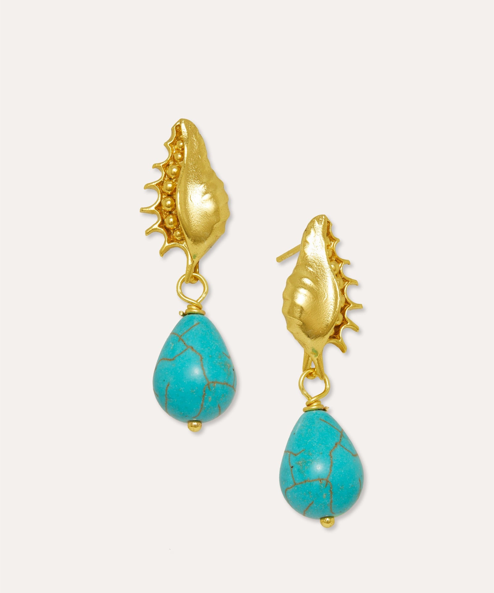 Kai Seashell Turquoise Drop Stud Earrings | Sustainable Jewellery by Ottoman Hands
