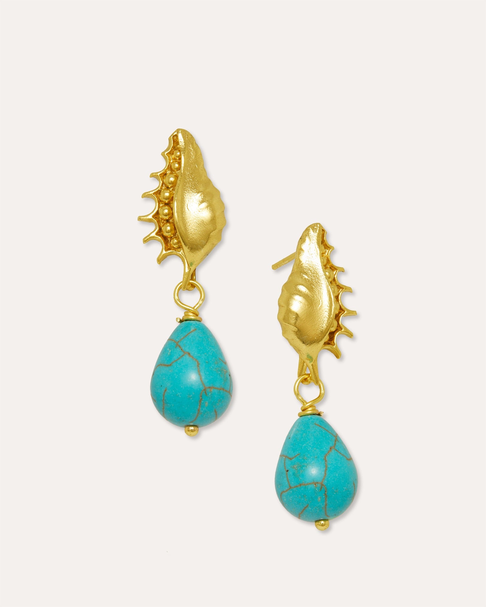 Kai Seashell Turquoise Drop Stud Earrings | Sustainable Jewellery by Ottoman Hands
