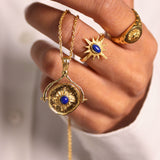 Lapis Sun Rotating Pendant Necklace