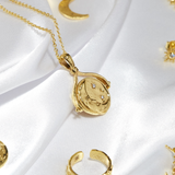 Lapis Sun Rotating Pendant Necklace