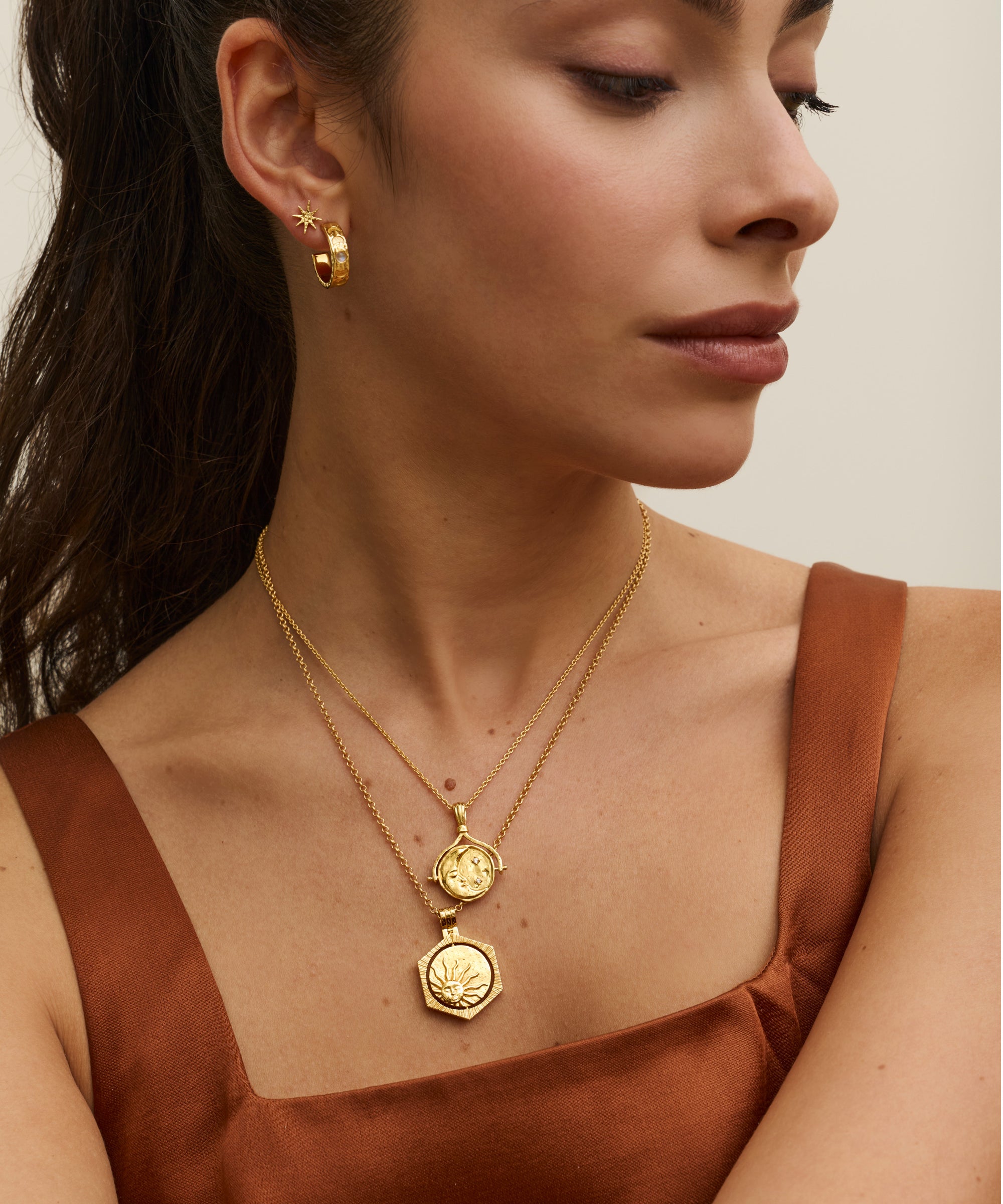 Lapis Moon Rotating Pendant Necklace | Sustainable Jewellery by Ottoman Hands