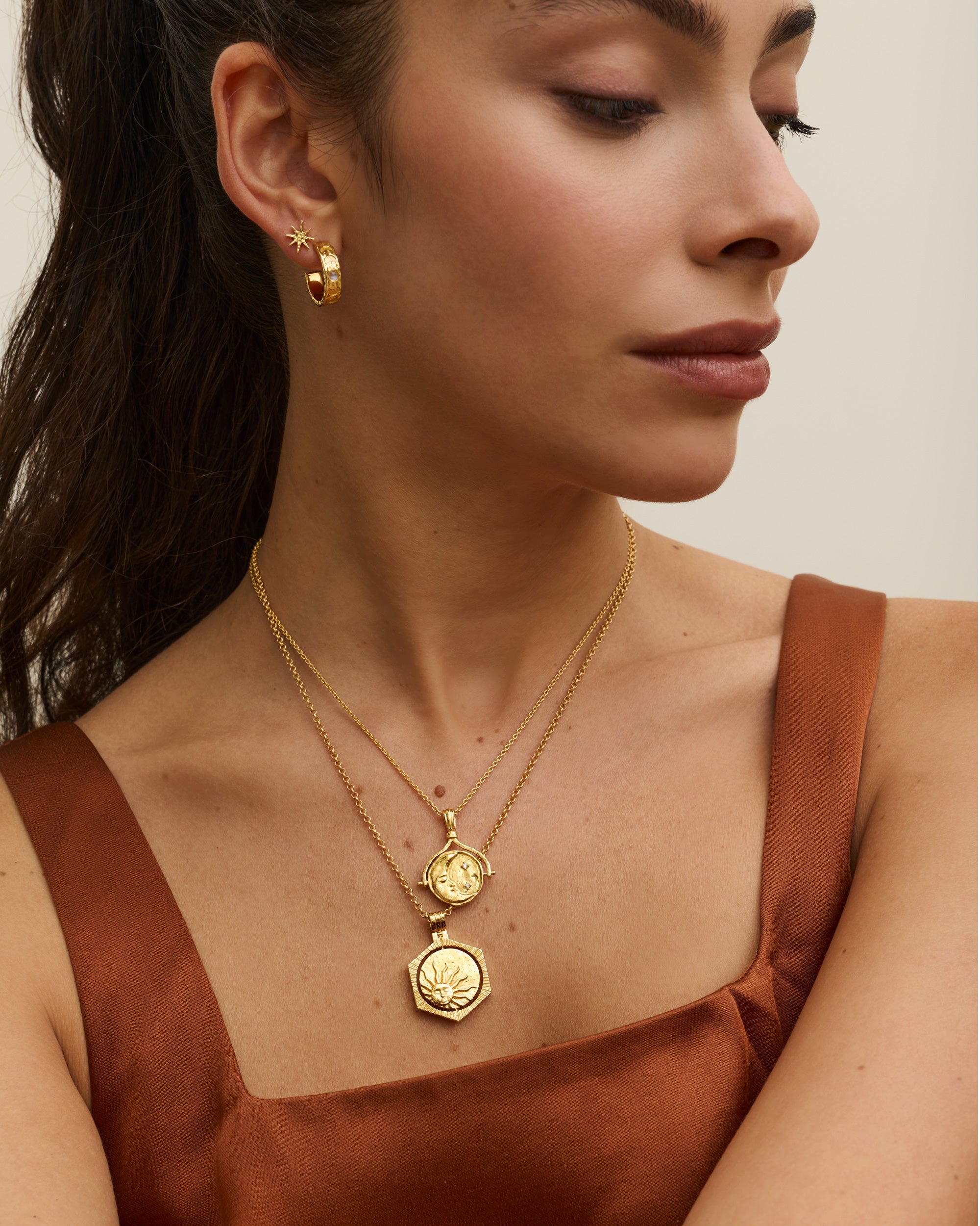 Lapis Moon Rotating Pendant Necklace | Sustainable Jewellery by Ottoman Hands