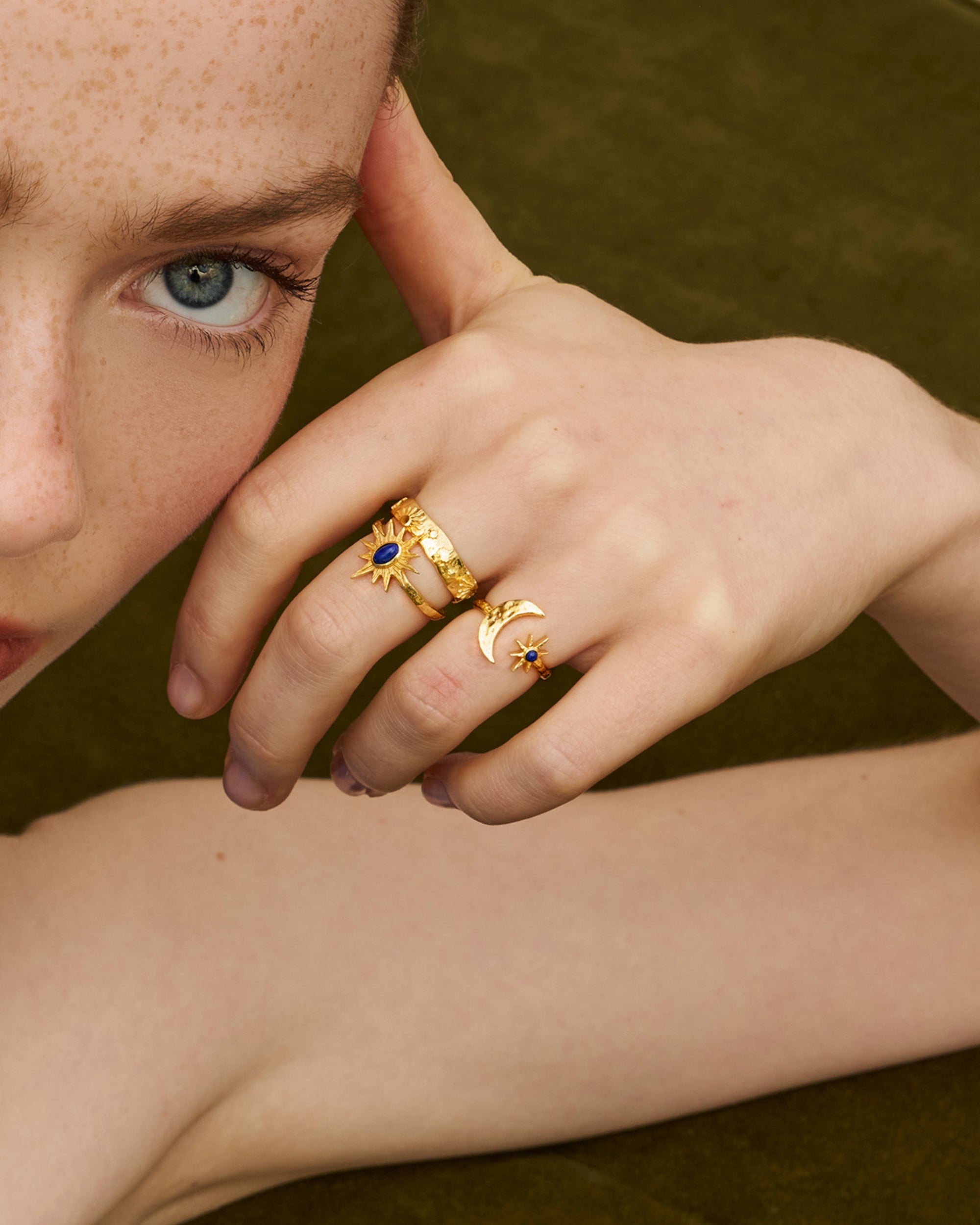 Lapis Moon and Star Stacking Ring | Sustainable Jewellery by Ottoman Hands
