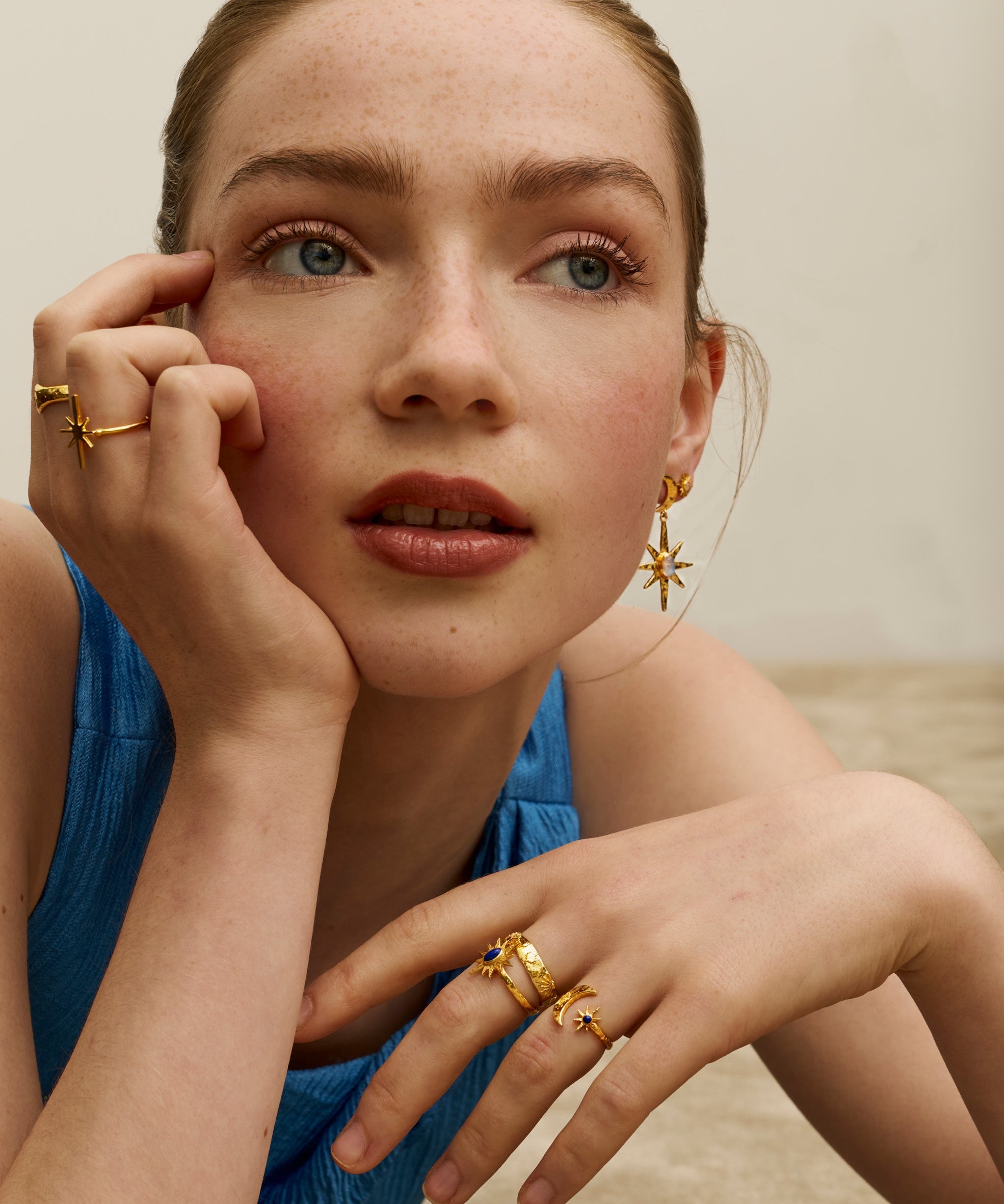 Lapis Moon and Star Stacking Ring | Sustainable Jewellery by Ottoman Hands