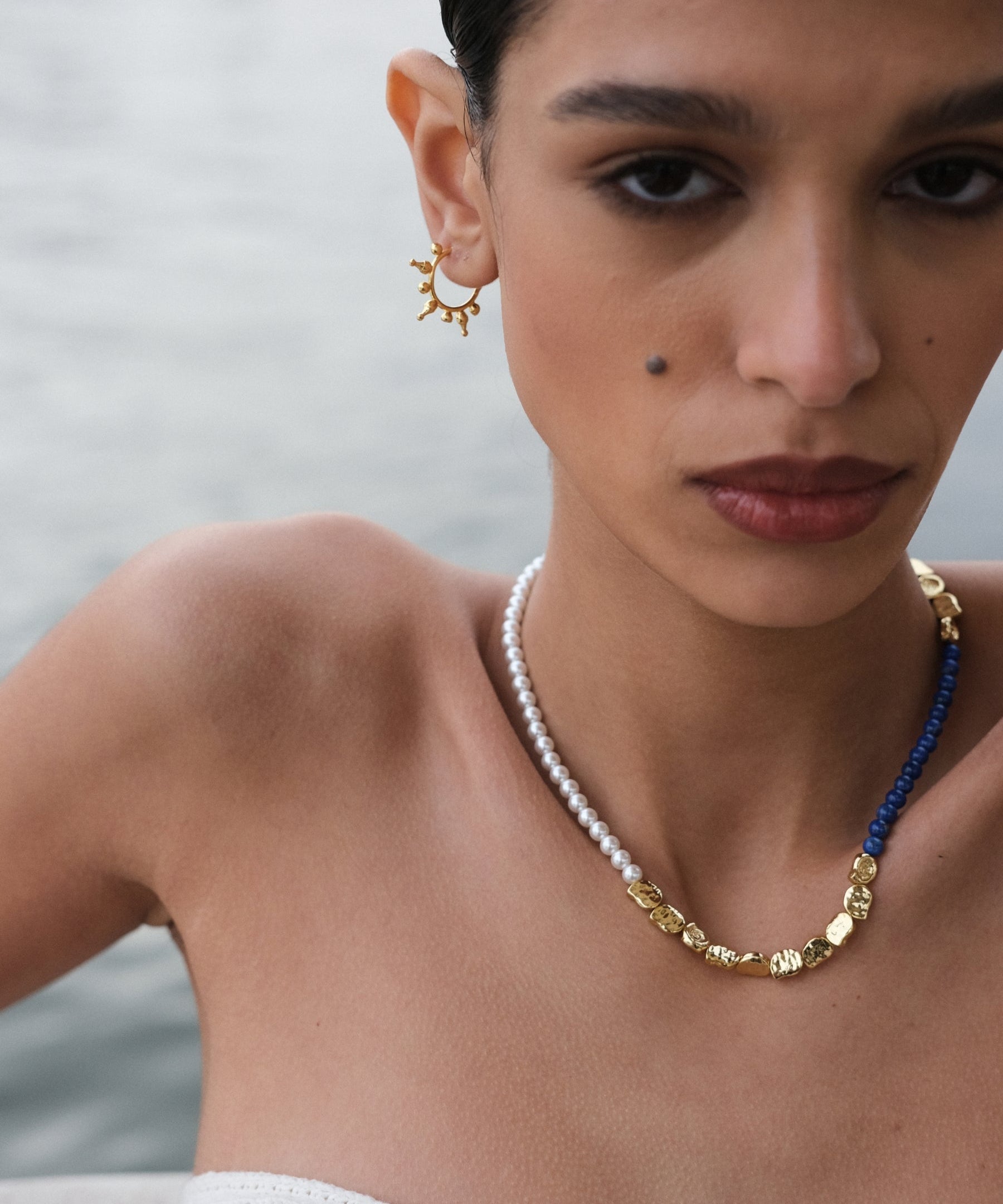 Waterproof Lapis and Pink Jade Beaded Necklace | Sustainable Jewellery by Ottoman Hands
