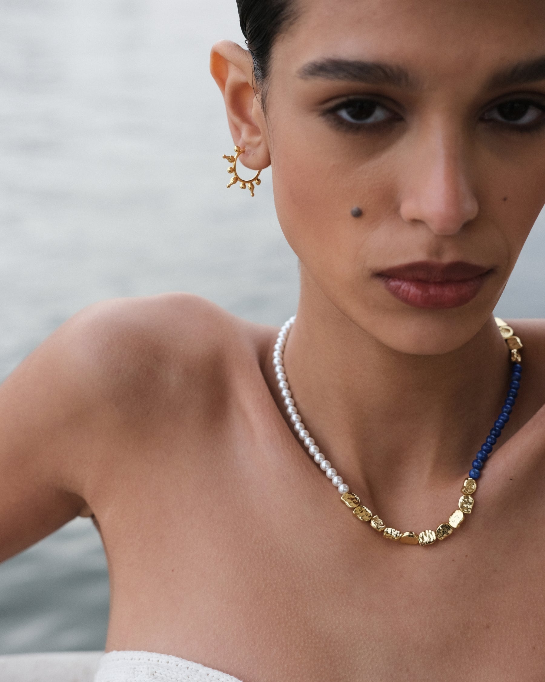 Waterproof Lapis and Pink Jade Beaded Necklace | Sustainable Jewellery by Ottoman Hands