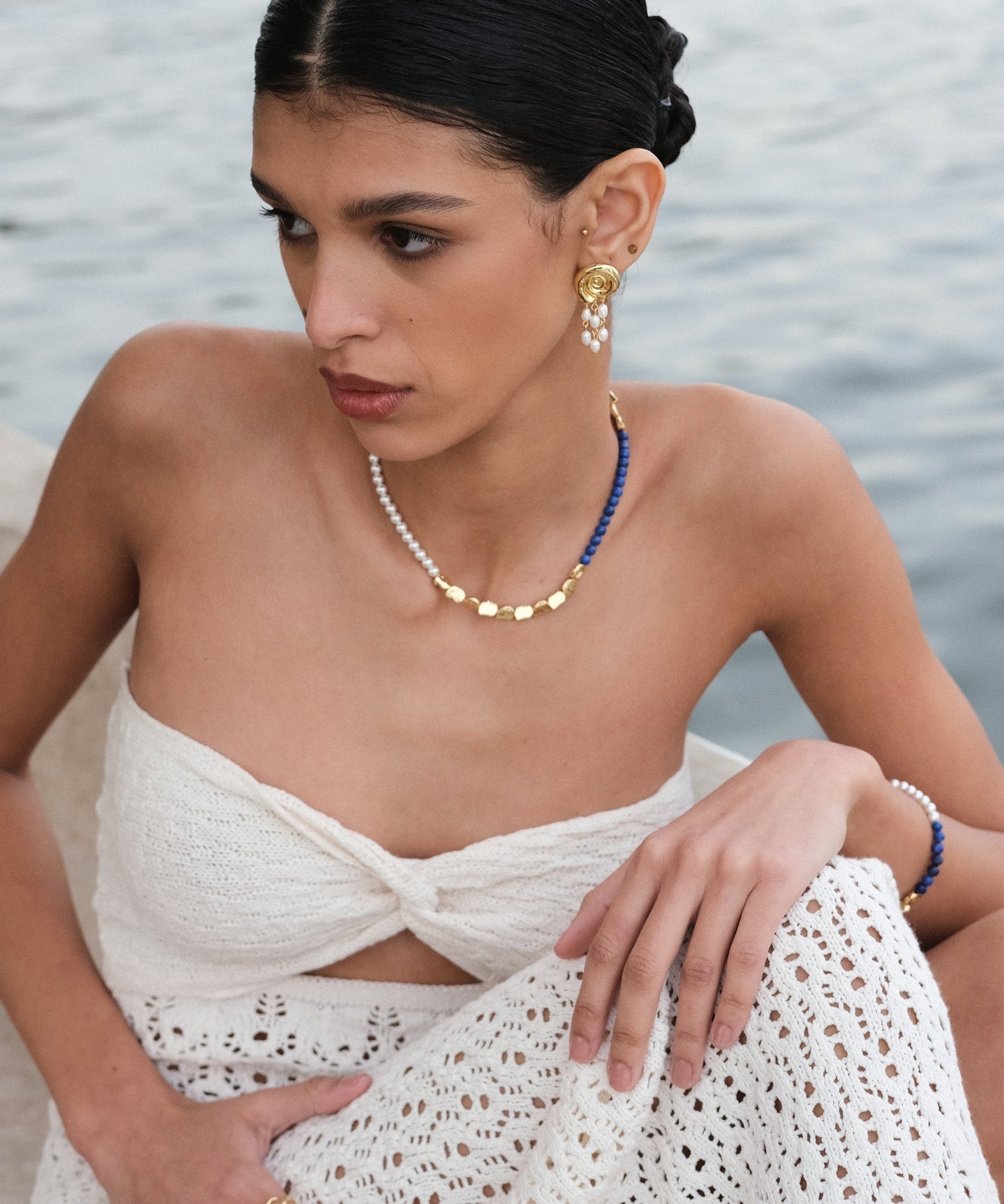 Waterproof Lapis and Pink Jade Beaded Necklace | Sustainable Jewellery by Ottoman Hands