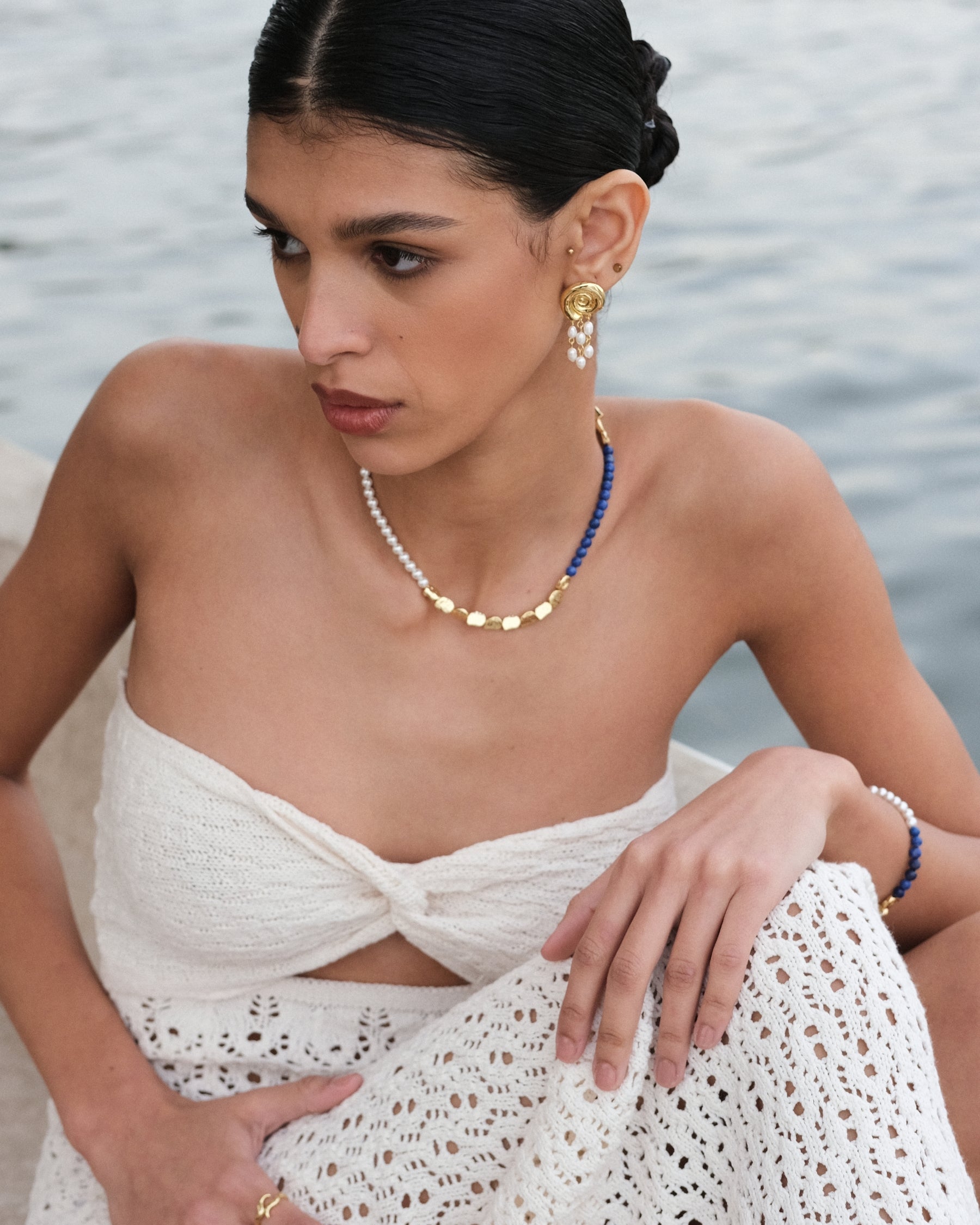 Waterproof Lapis and Pink Jade Beaded Necklace | Sustainable Jewellery by Ottoman Hands