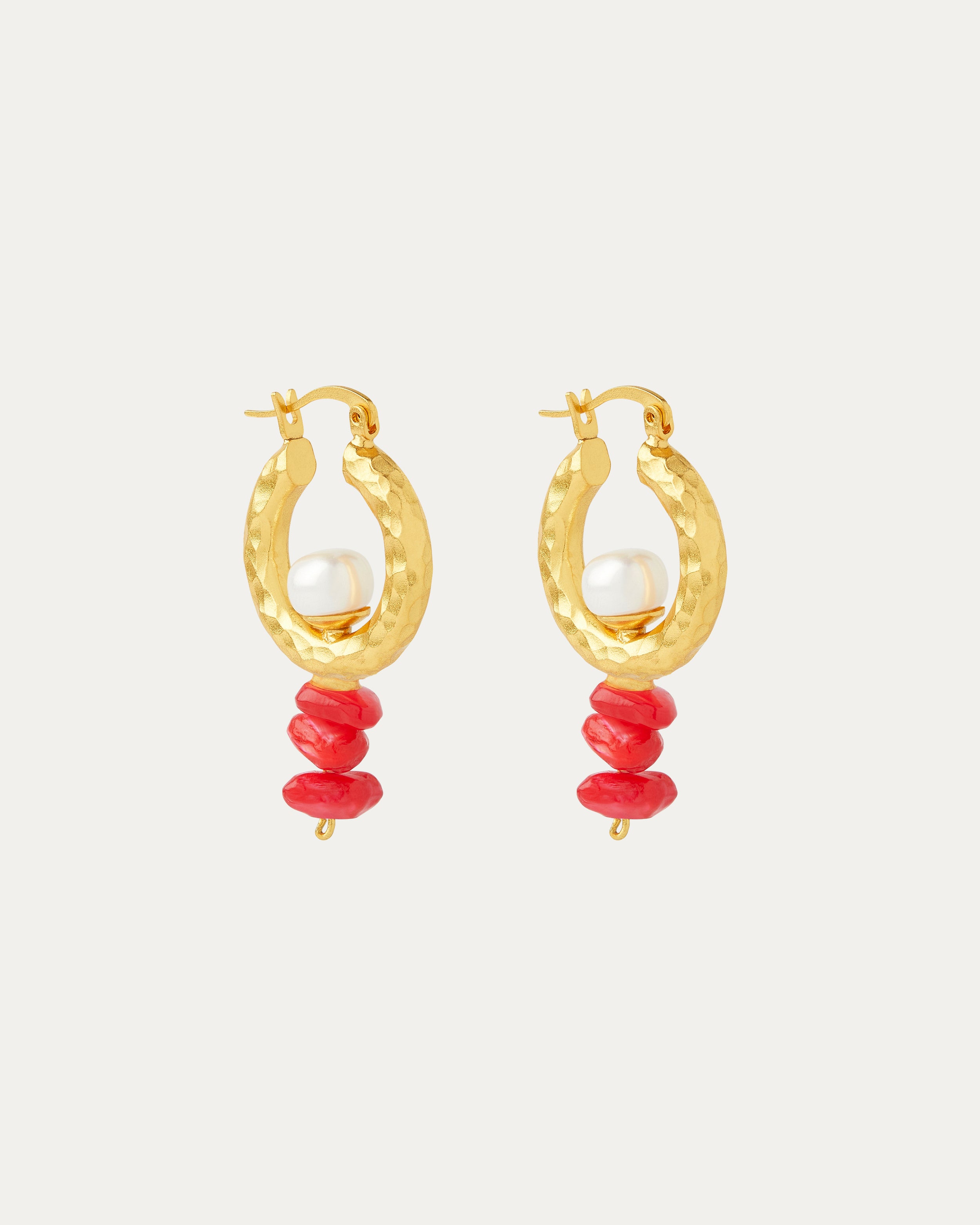 Lexie Red Mother of Pearl Hoop Earrings | Sustainable Jewellery by Ottoman Hands