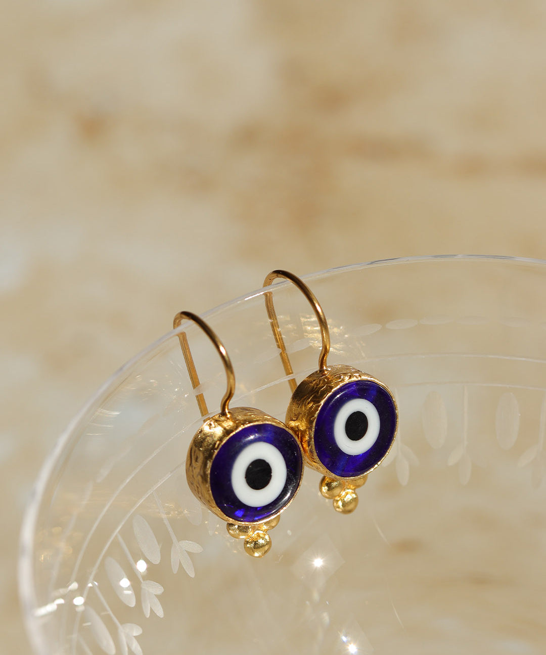 Lina Evil Eye Navy Drop Earrings | Sustainable Jewellery by Ottoman Hands