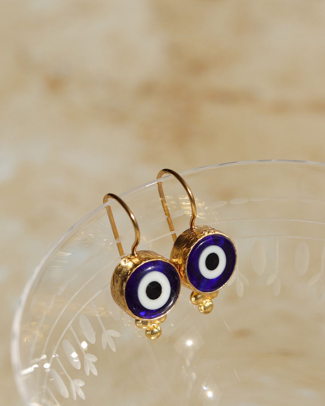 Lina Evil Eye Navy Drop Earrings | Sustainable Jewellery by Ottoman Hands