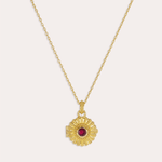 Ruby CZ Sunburst Locket Pendant Necklace | Sustainable Jewellery by Ottoman Hands