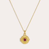 Ruby CZ Sunburst Locket Pendant Necklace | Sustainable Jewellery by Ottoman Hands