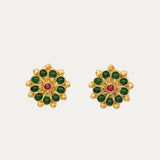Marigold Green Agate Beaded Stud Earrings