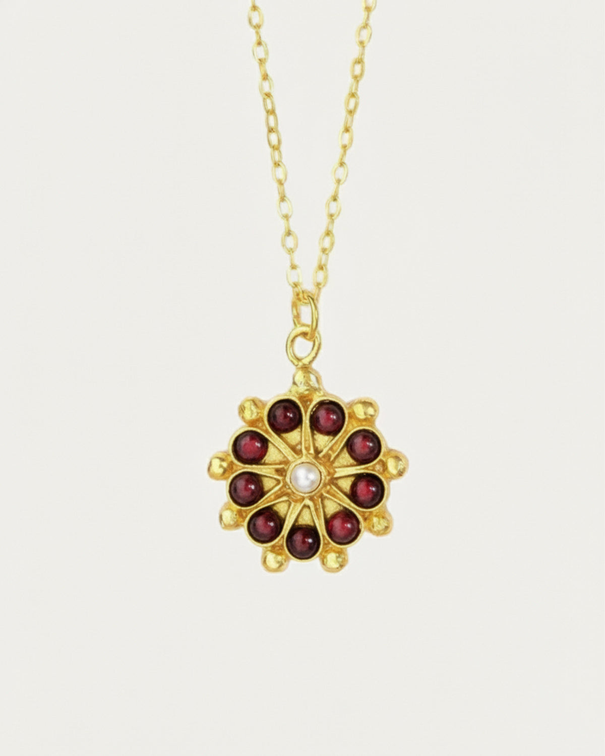 Marigold Garnet Beaded Necklace