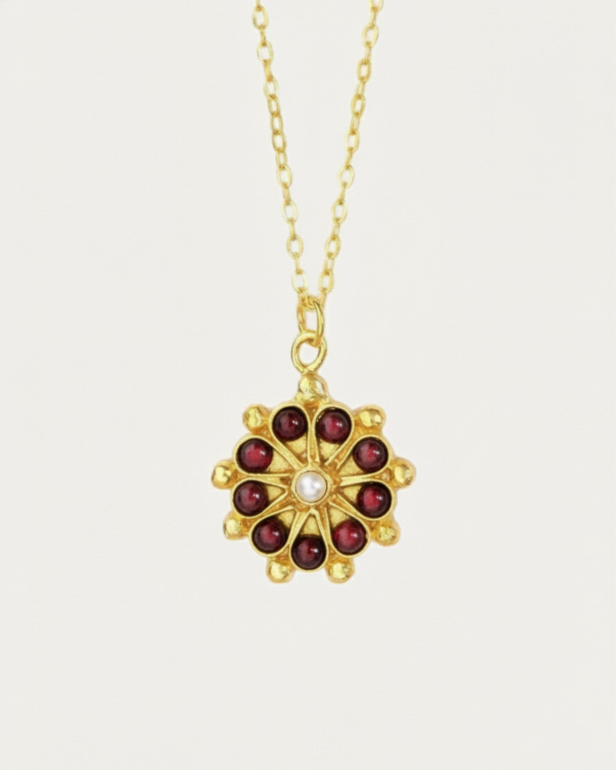 Ottoman hands Gemstone necklaces for women 6 Marigold Red Garnet Beaded Necklace