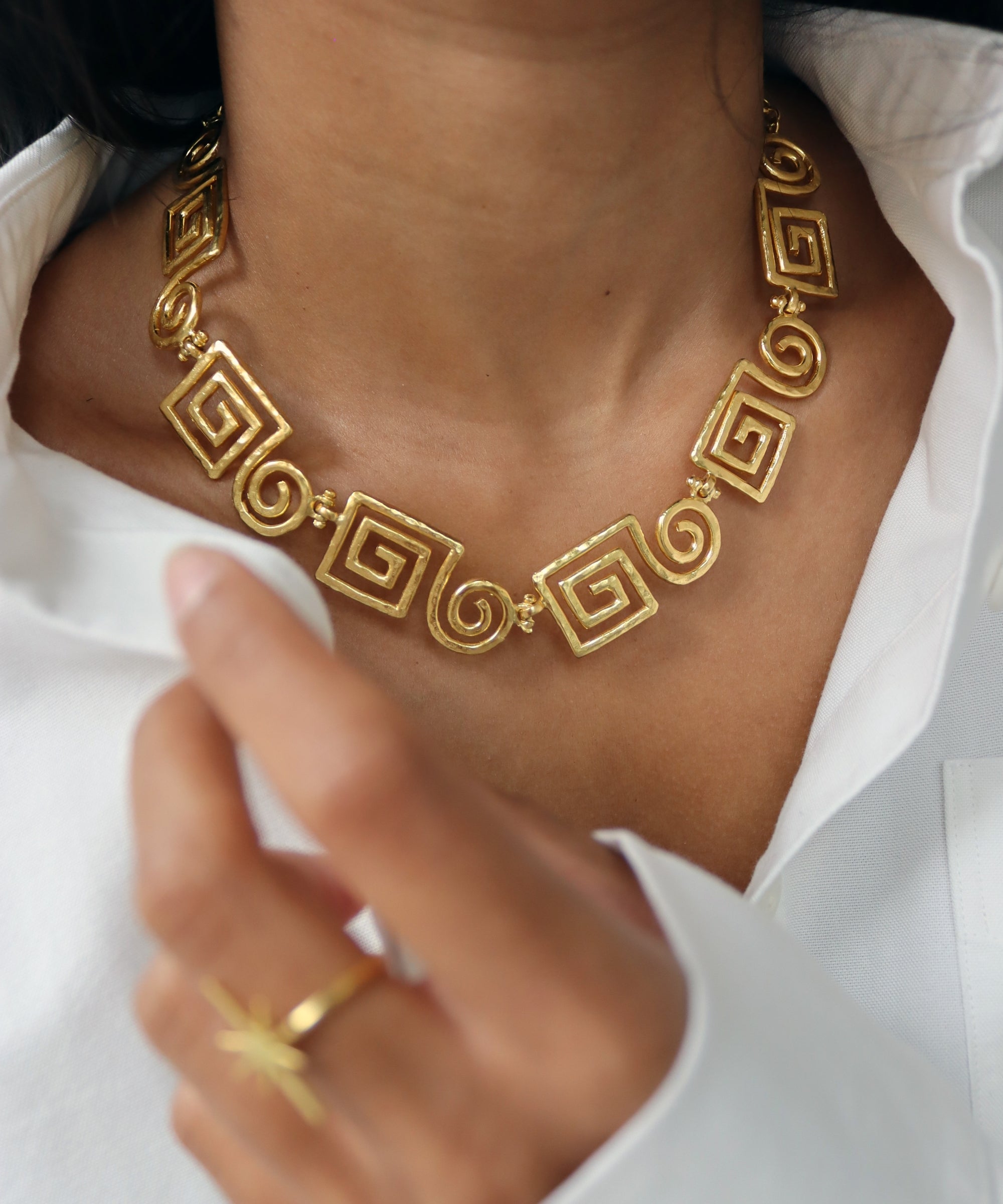 Megara Geometric Spiral Necklace | Sustainable Jewellery by Ottoman Hands