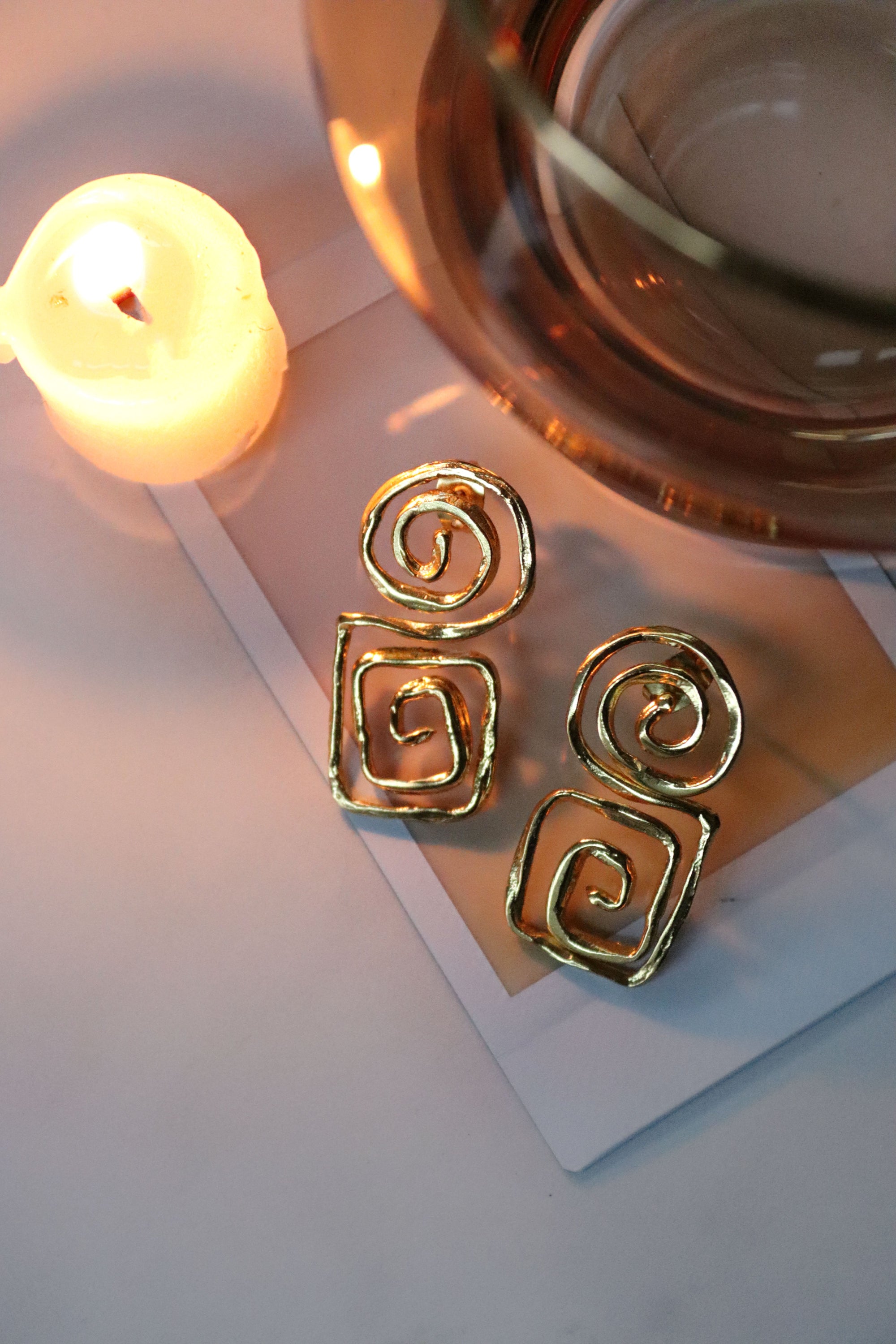 Megara Geometric Spiral Stud Earrings | Sustainable Jewellery by Ottoman Hands