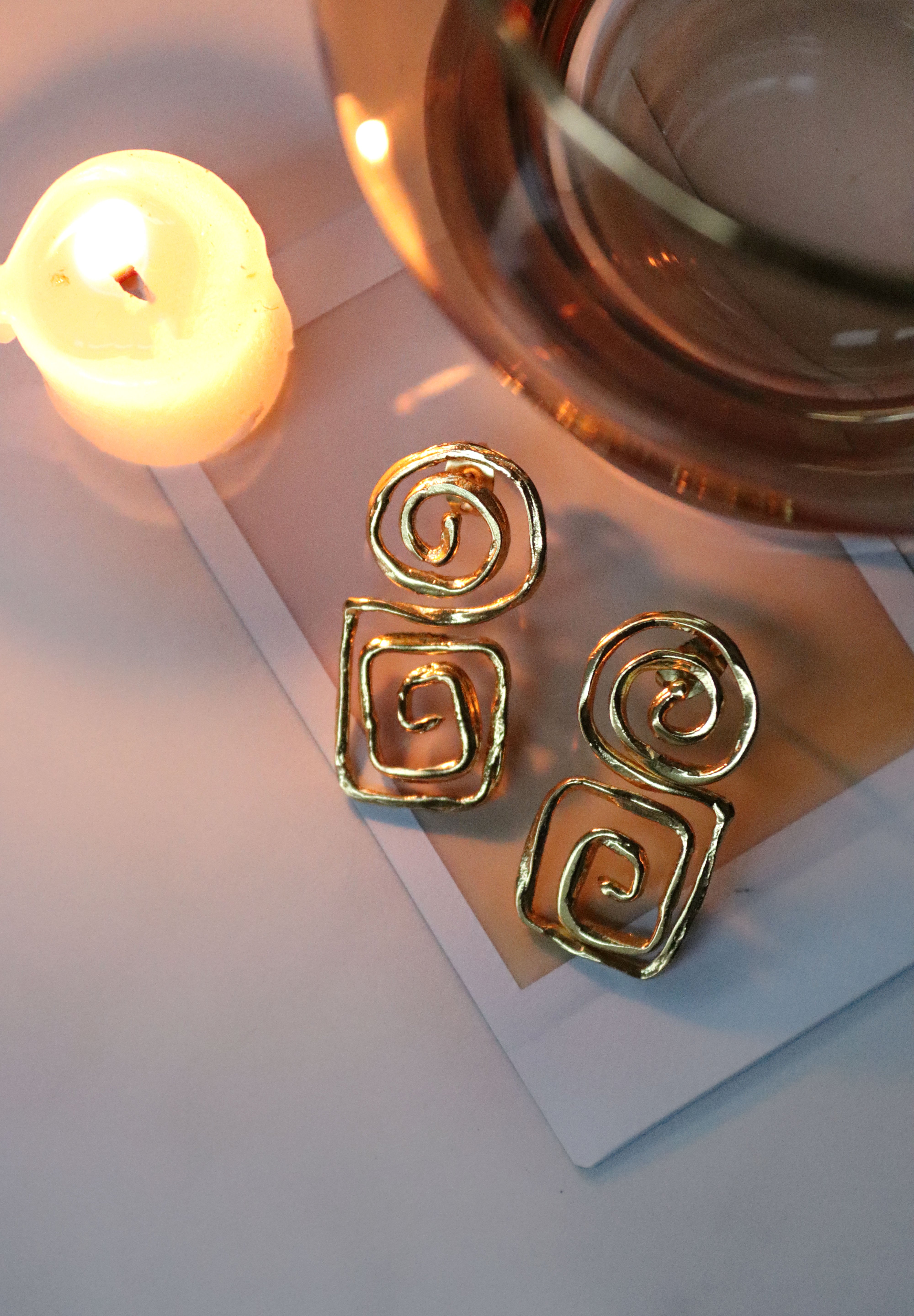 Megara Geometric Spiral Stud Earrings | Sustainable Jewellery by Ottoman Hands