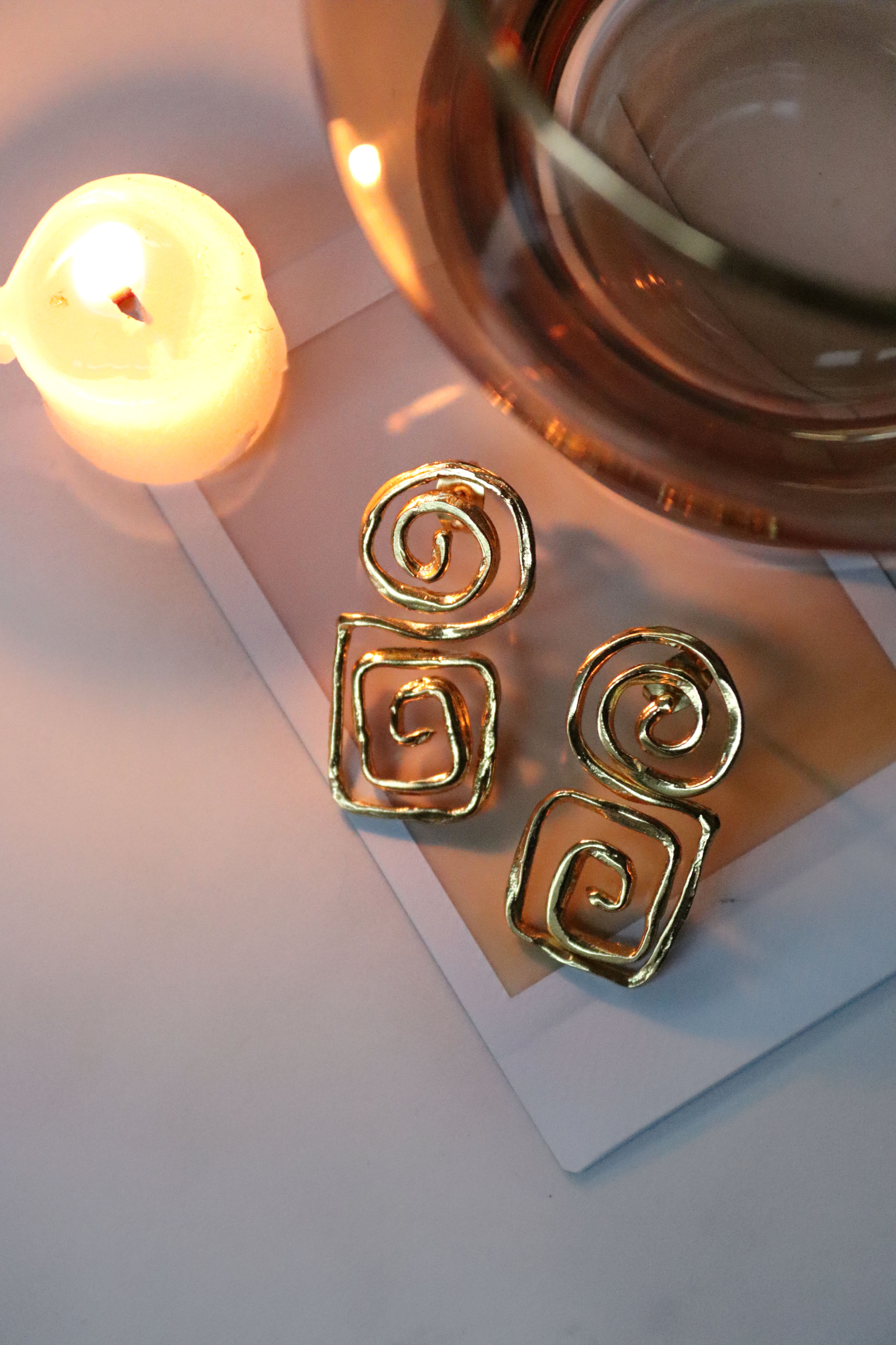 Megara Geometric Spiral Stud Earrings | Sustainable Jewellery by Ottoman Hands