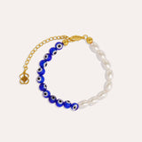 Mila Evil Eye and Pearl Beaded Bracelet