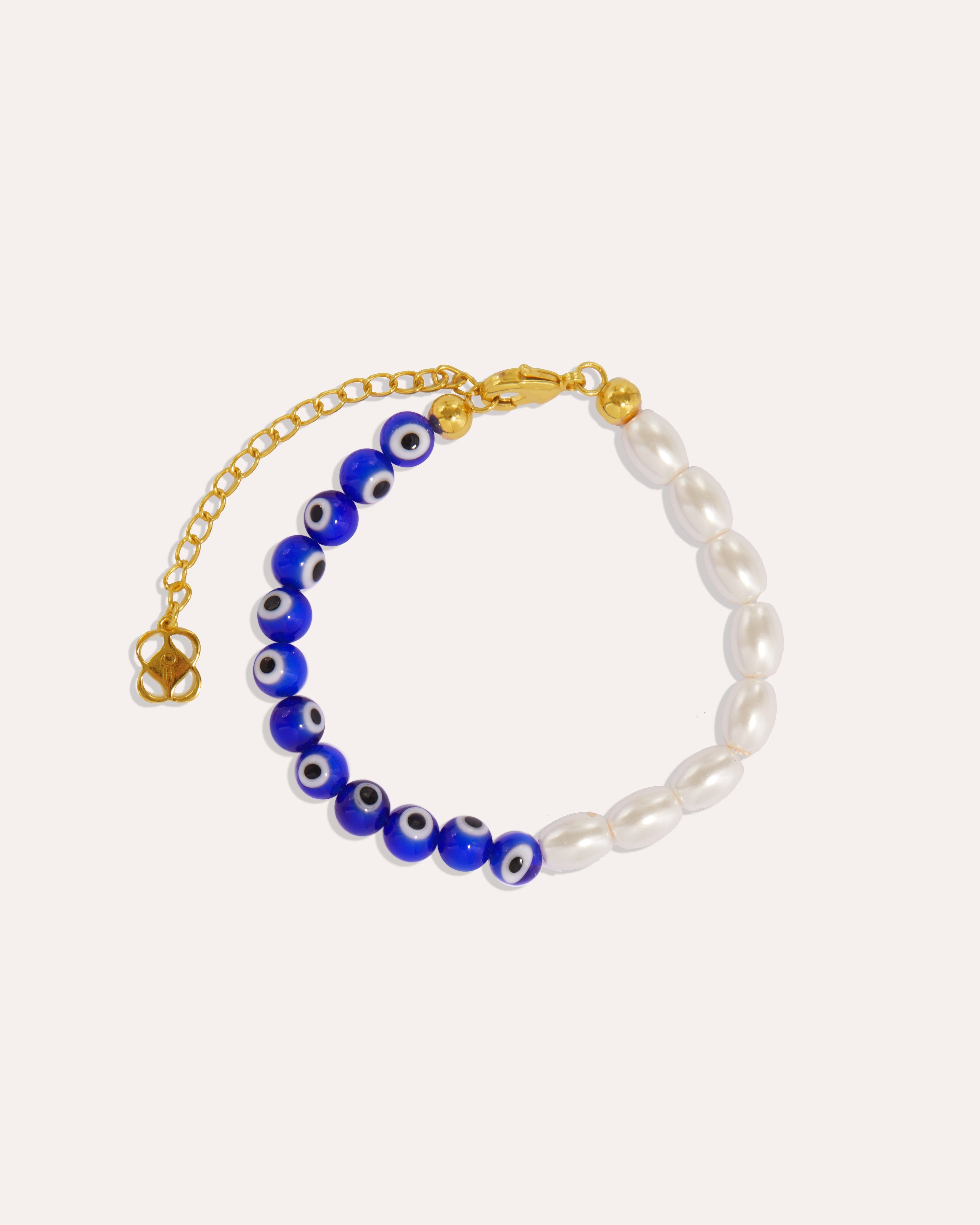 Mila Evil Eye and Pearl Beaded Bracelet