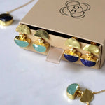 Mina Aqua Chalcedony Drop Stud Earrings | Sustainable Jewellery by Ottoman Hands